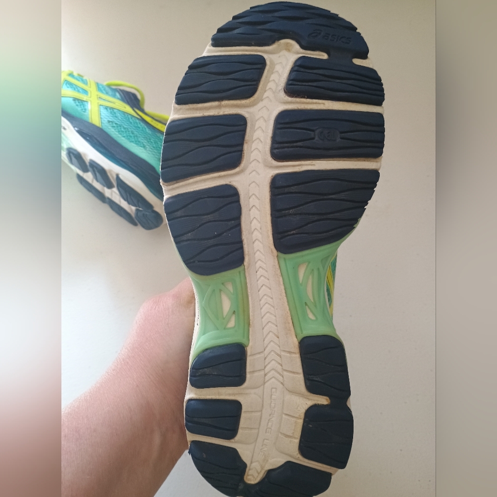 Asics Women's Teal Navy Neon Yellow Running Sneakers - Picture 7 of 12